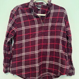 Eddie Bower plaid zip pullover size medium